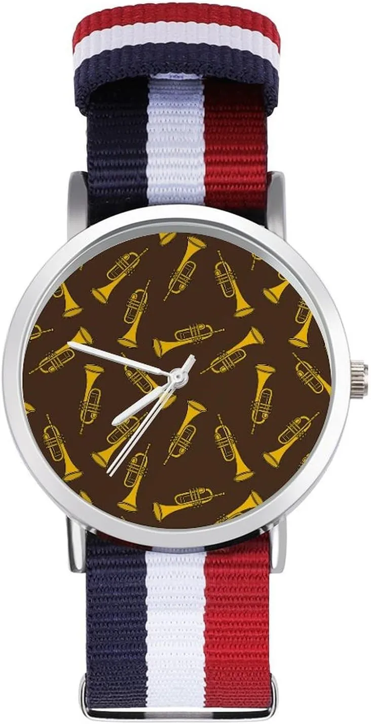 Sport Business Wrist Watches Non-Scale Work Casual Watch law rehearse nobility decisive Trumpet Doodle Pattern Nylon Braided Strap Outdoor 