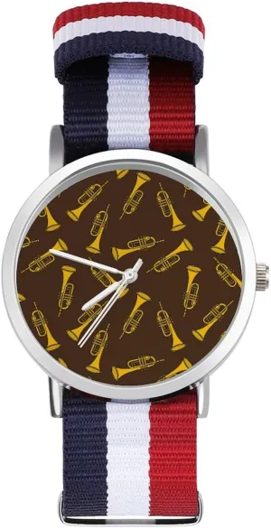 Sport Business Wrist Watches Non-Scale Work Casual Watch law rehearse nobility decisive Trumpet Doodle Pattern Nylon Braided Strap Outdoor 