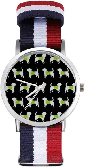 Sport Business Wrist Watches Non-Scale Work Casual Watch Musical Note Dog date Nylon Braided Strap Outdoor 