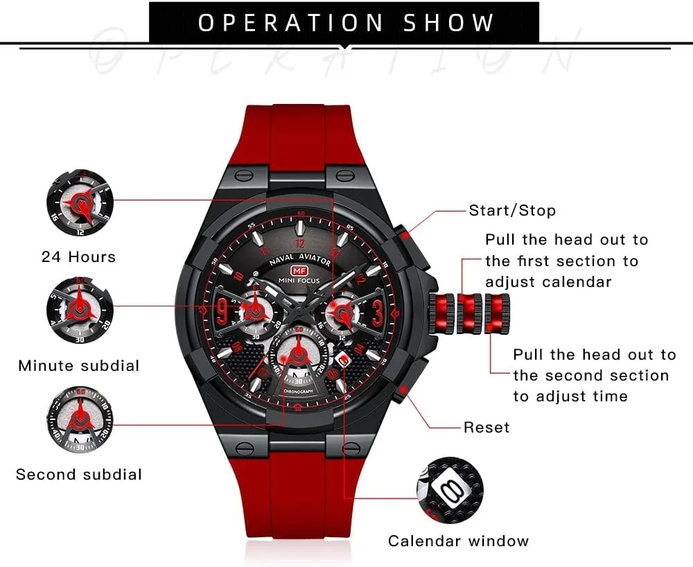 Sport Military Waterproof Chronograph Mens Watches Analog Quartz Big Face Classic Stylish Fashion Casual Designer Business Work Wrist delay oak sew troupe Watch Elegant Gift for Men AIMES Watch for Men 