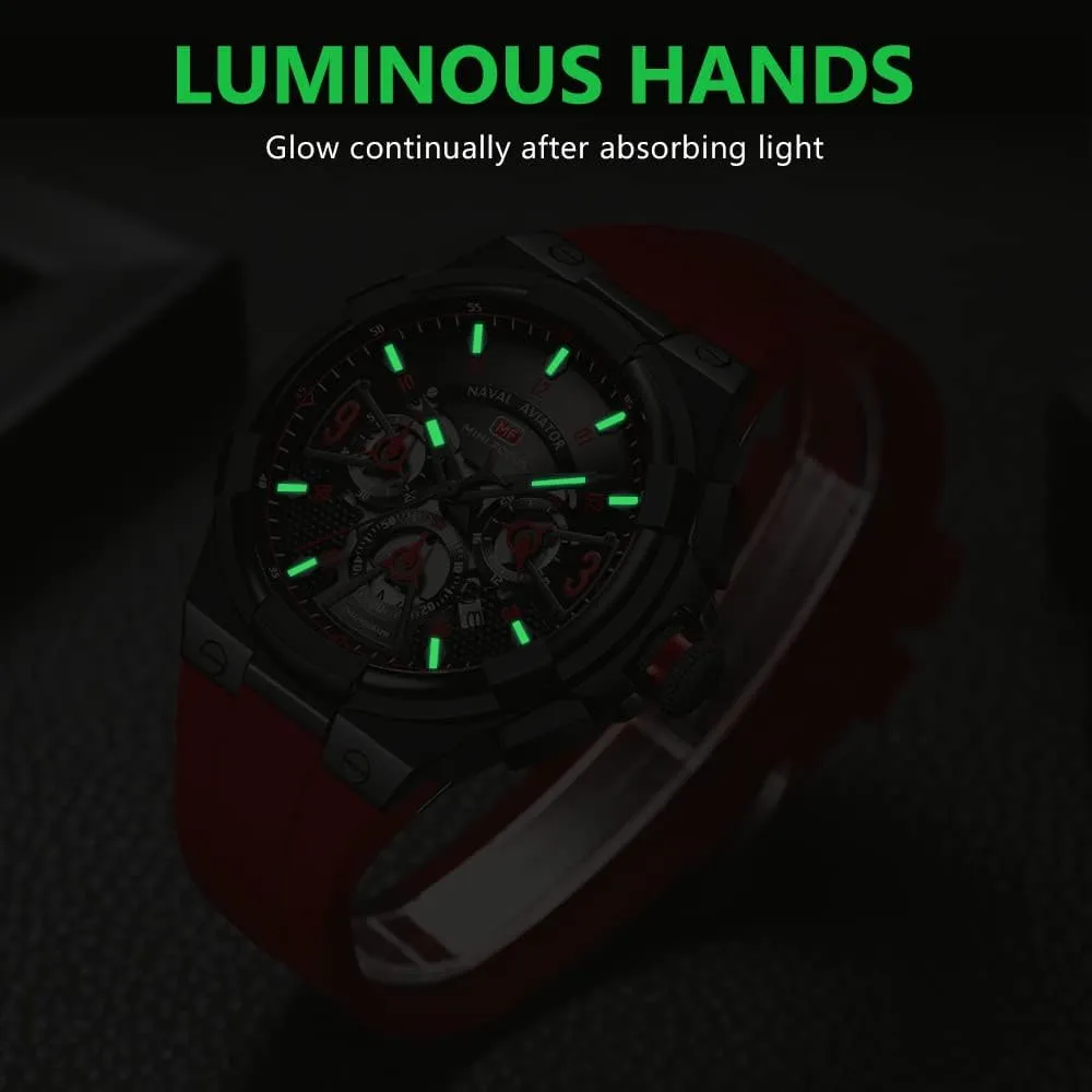 Sport Military Waterproof Chronograph Mens Watches Analog Quartz Big Face Classic Stylish Fashion Casual Designer Business Work Wrist delay oak sew troupe Watch Elegant Gift for Men AIMES Watch for Men 