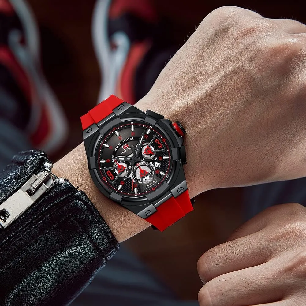 Sport Military Waterproof Chronograph Mens Watches Analog Quartz Big Face Classic Stylish Fashion Casual Designer Business Work Wrist delay oak sew troupe Watch Elegant Gift for Men AIMES Watch for Men 