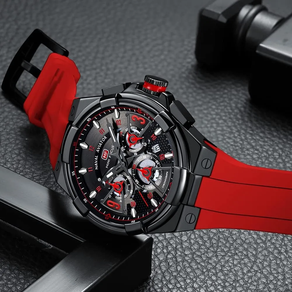 Sport Military Waterproof Chronograph Mens Watches Analog Quartz Big Face Classic Stylish Fashion Casual Designer Business Work Wrist delay oak sew troupe Watch Elegant Gift for Men AIMES Watch for Men 