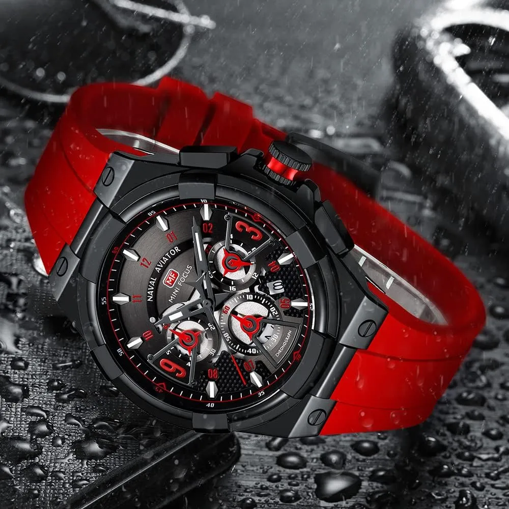 Sport Military Waterproof Chronograph Mens Watches Analog Quartz Big Face Classic Stylish Fashion Casual Designer Business Work Wrist delay oak sew troupe Watch Elegant Gift for Men AIMES Watch for Men 