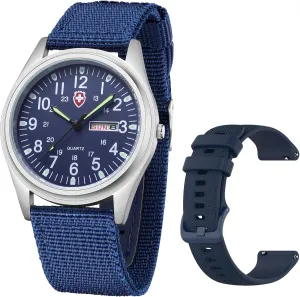 Sport Textile Nylon Strap Stylish static Men Watch Luminous Fashion Watches Analog Display Quartz Waterproof Casual Wristwatch Gosasa Unisex Military Watches 