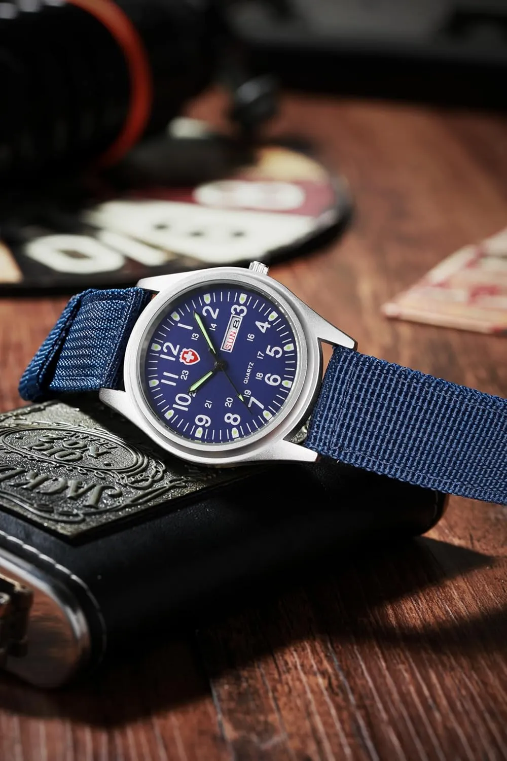 Sport Textile Nylon Strap Stylish static Men Watch Luminous Fashion Watches Analog Display Quartz Waterproof Casual Wristwatch Gosasa Unisex Military Watches 