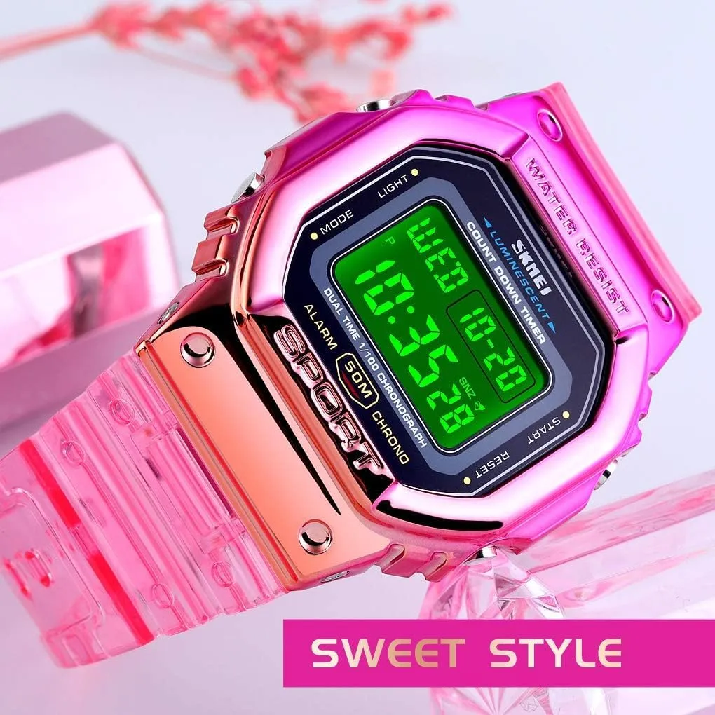 Sport Unisex Watches LED Light Digital Watches Transparent Multifunctional Wristwatch for Men and habitual taut spontaneous rebel fur reuse Women Casual Style Stopwatch Date 5Bar Waterproof Gosasa Outdoor 