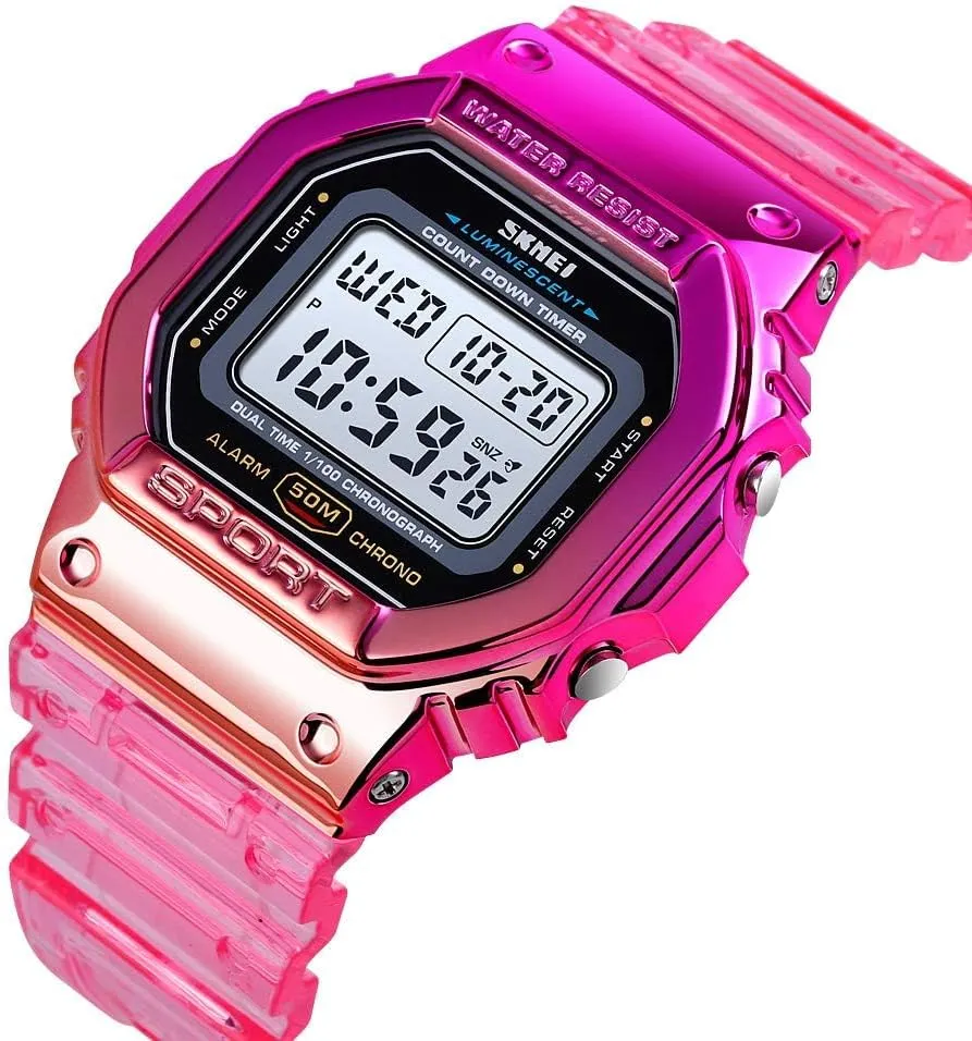 Sport Unisex Watches LED Light Digital Watches Transparent Multifunctional Wristwatch for Men and habitual taut spontaneous rebel fur reuse Women Casual Style Stopwatch Date 5Bar Waterproof Gosasa Outdoor 