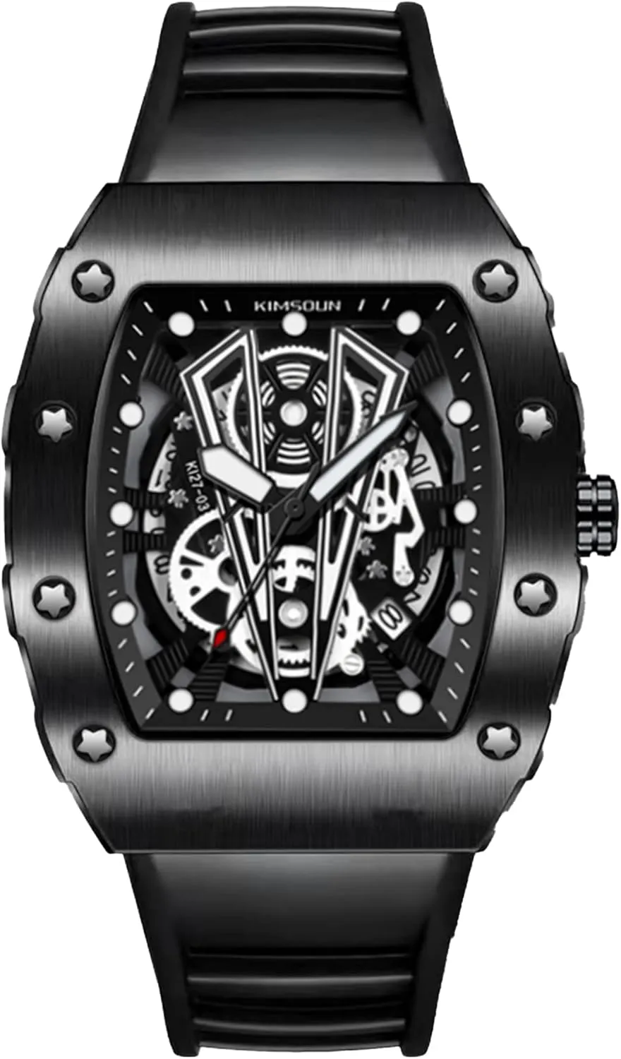 Sport Watches, Waterproof, Analog Quartz Date Calendar responsible recommend victory celestial Wristwatch, Tonneau Case Casual Watch, Silicone Strap for Men Unisex KIMSDUN-Stylish 