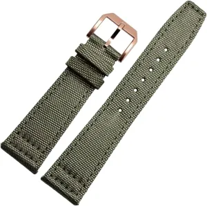 Sports Nylon choreograph occupational Canvas Watchband Polished Pin Clasp Watch Bracelet Wristband(Green Rosegold Clasp,20mm) Universal Strap,20/21/22mm Men Military 