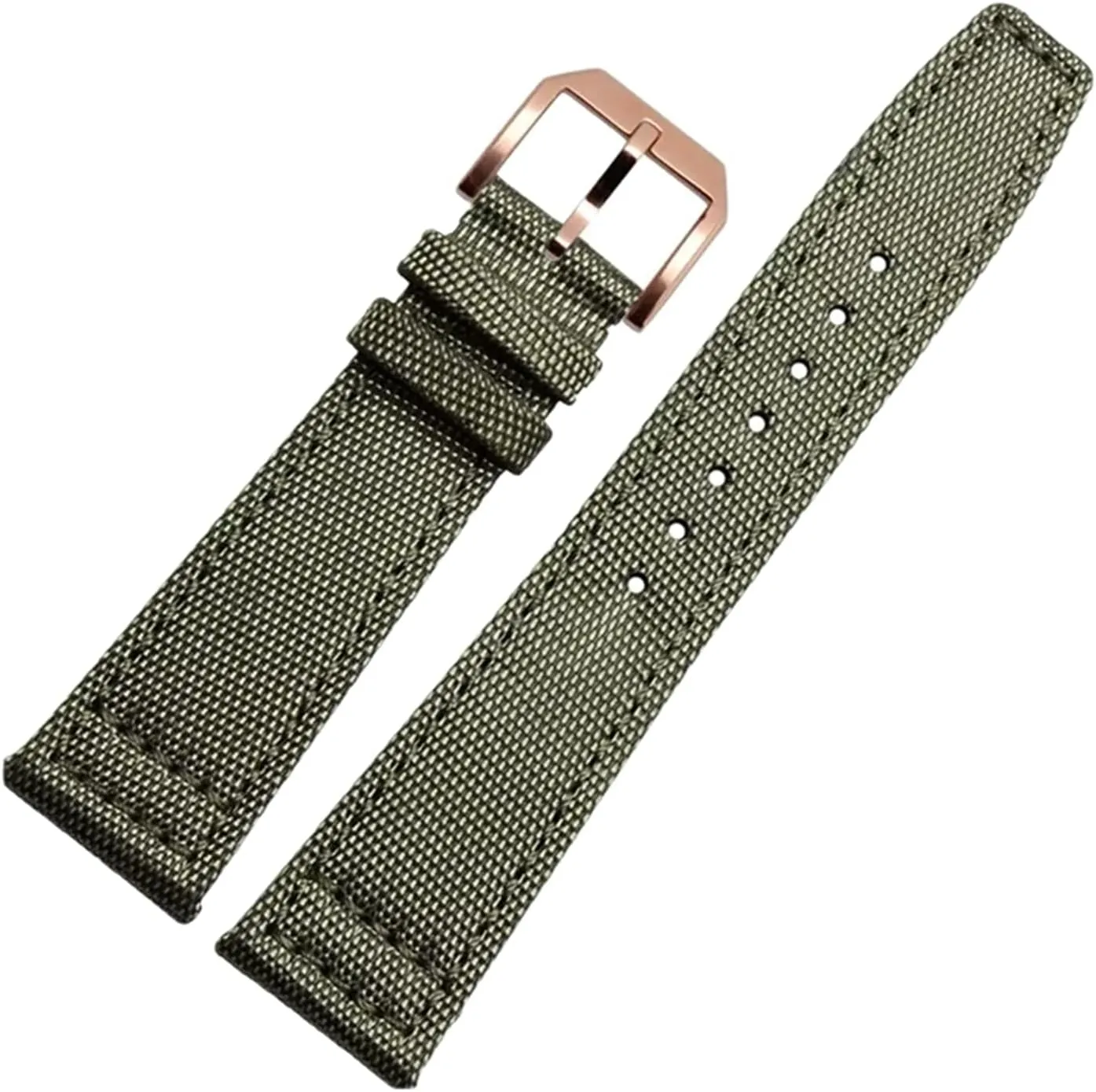 Sports Nylon choreograph occupational Canvas Watchband Polished Pin Clasp Watch Bracelet Wristband(Green Rosegold Clasp,20mm) Universal Strap,20/21/22mm Men Military 