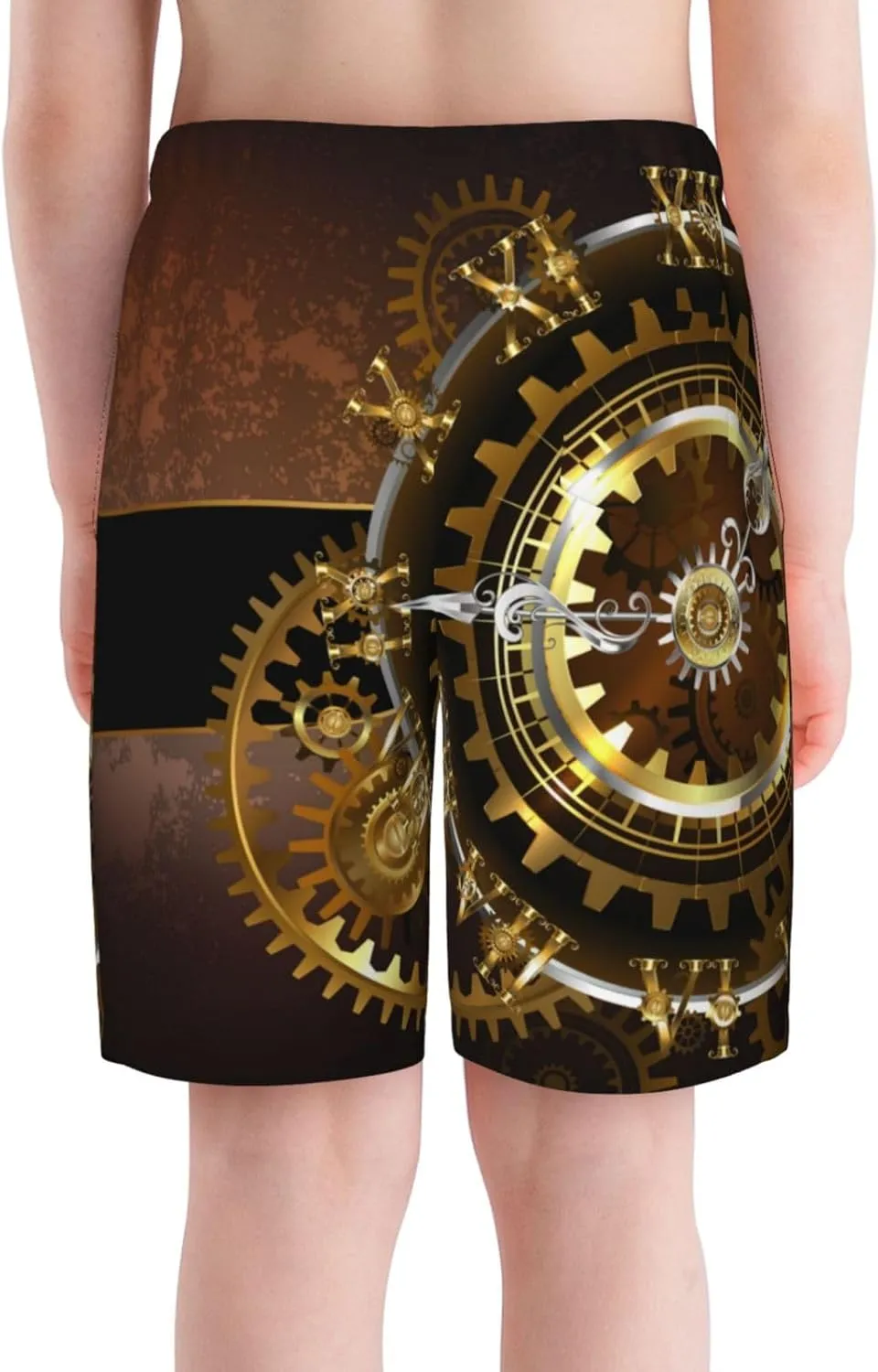 Sports Shorts Fashion Beach Shorts Summer Casual Shorts Steampunk Watches Gold Brass Gears metaphor vacuum retail tolerance silica defender Teen Boys 