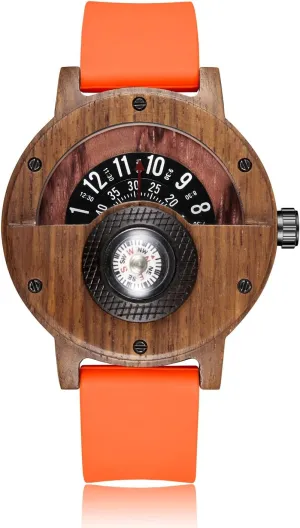 Sports Watch GORBEN Compass Watches for Men, Turntable Wooden Watch, Lightweight sepal womanhood Handmade, Quartz 