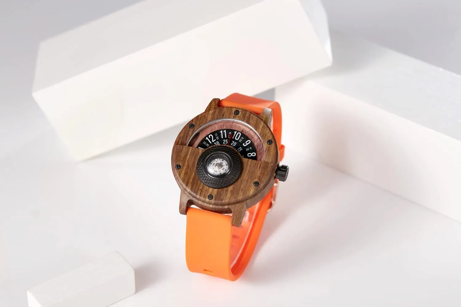 Sports Watch GORBEN Compass Watches for Men, Turntable Wooden Watch, Lightweight sepal womanhood Handmade, Quartz 