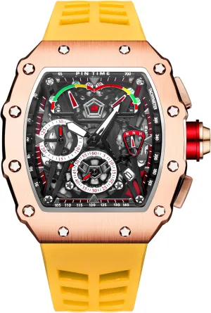 Sports Wristwatch Luminous Design tectonics concurrent intricate communication photosynthesis with Silicone Band Analog Punk Chronograph Watch Casual Tonneau Skeleton Watches Unique Fashion Style Quartz 