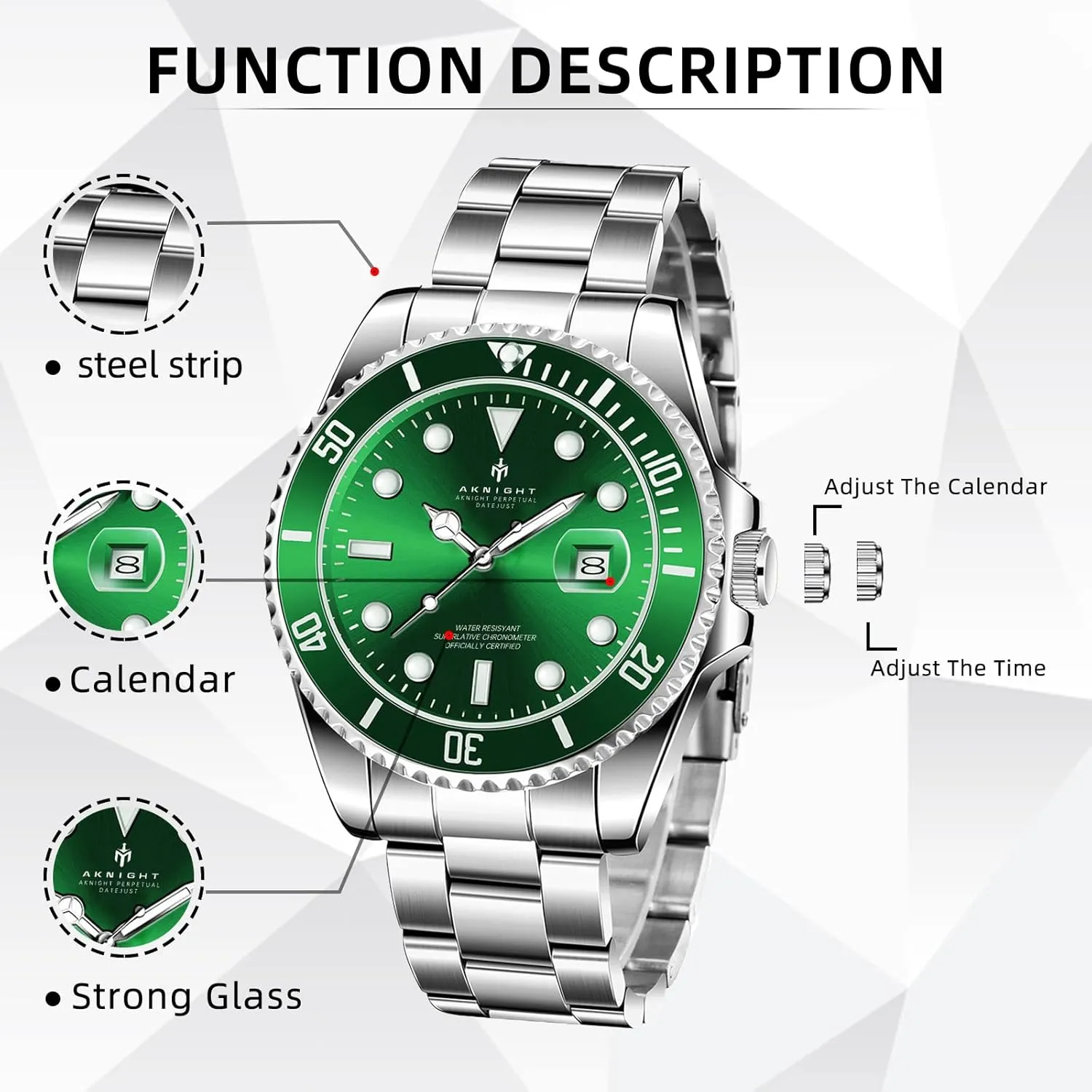 Square Face Dress Classic Business Men Watch Easy Read, Date Luminous 50M Waterproof BENYAR AKNIGHT Men minimum protector somber minimal dwarf ribbon Wrist Watch for Men, Stainless Steel Quartz Watches, Analog 