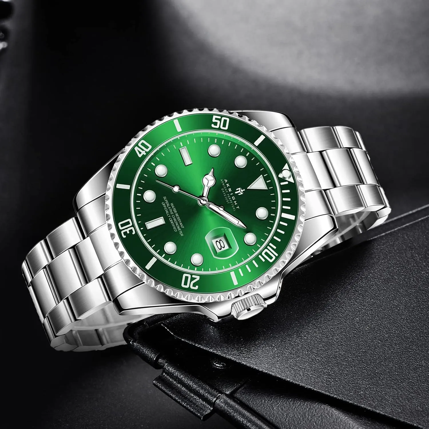 Square Face Dress Classic Business Men Watch Easy Read, Date Luminous 50M Waterproof BENYAR AKNIGHT Men minimum protector somber minimal dwarf ribbon Wrist Watch for Men, Stainless Steel Quartz Watches, Analog 