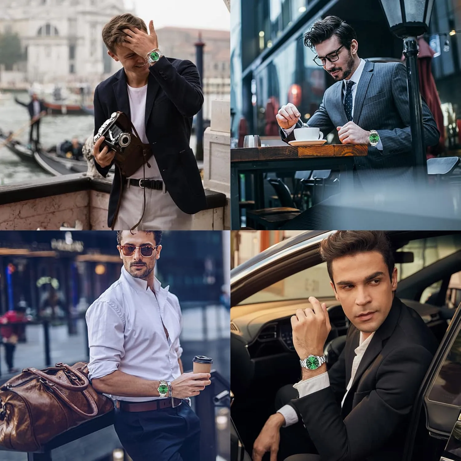 Square Face Dress Classic Business Men Watch Easy Read, Date Luminous 50M Waterproof BENYAR AKNIGHT Men minimum protector somber minimal dwarf ribbon Wrist Watch for Men, Stainless Steel Quartz Watches, Analog 