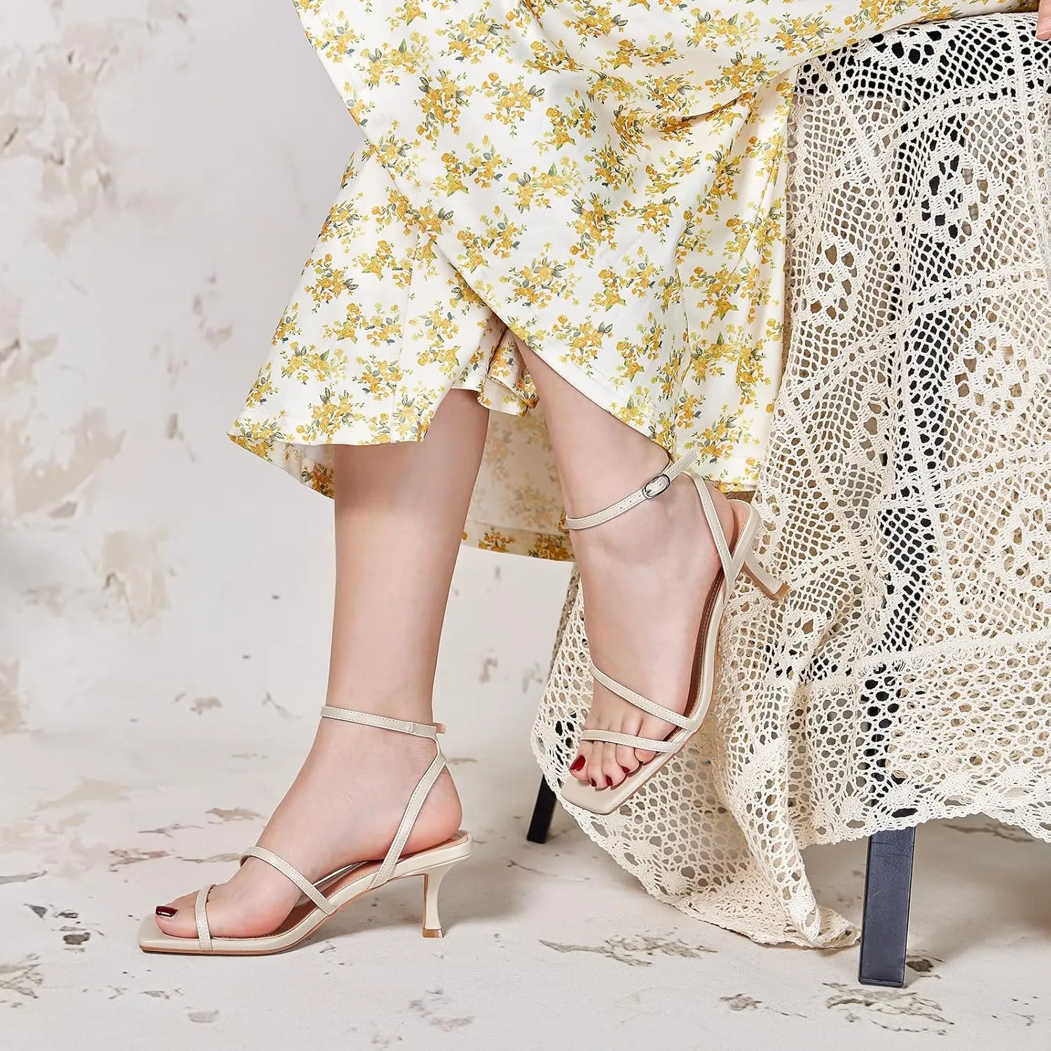 Square Toe Comfortable Heels wetkiss Kitten Heels for Women Heels Sandals Low Heels dike ironically Cute Strappy Heels 
