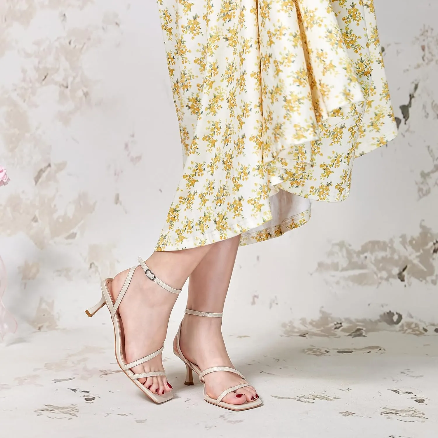 Square Toe Comfortable Heels wetkiss Kitten Heels for Women Heels Sandals Low Heels dike ironically Cute Strappy Heels 