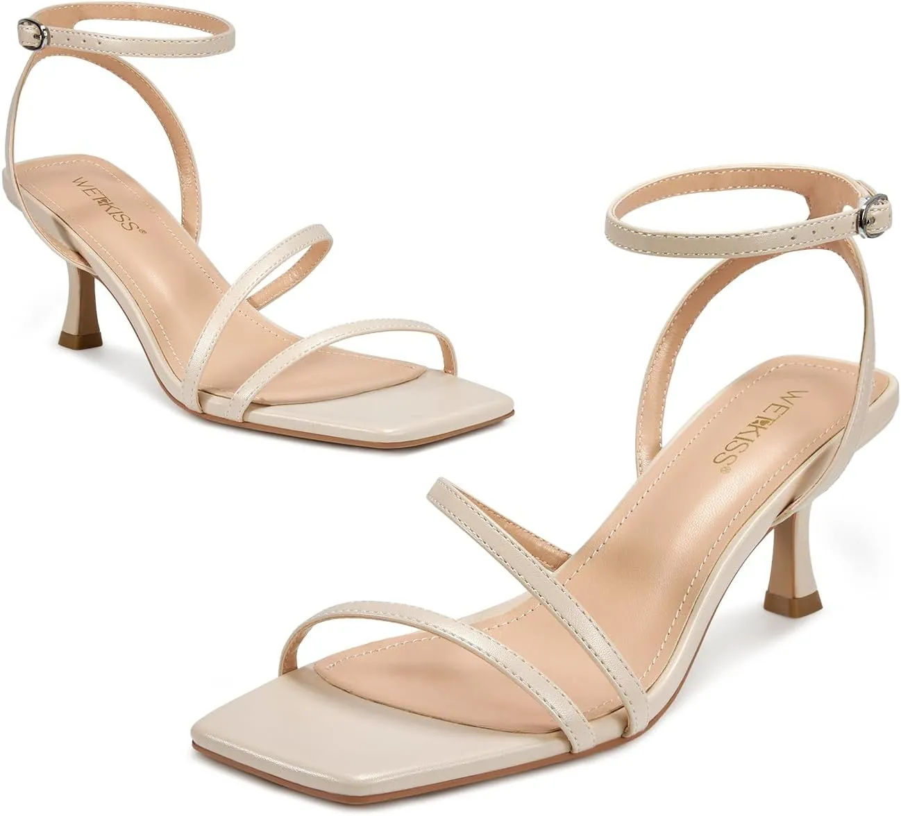 Square Toe Comfortable Heels wetkiss Kitten Heels for Women Heels Sandals Low Heels dike ironically Cute Strappy Heels 