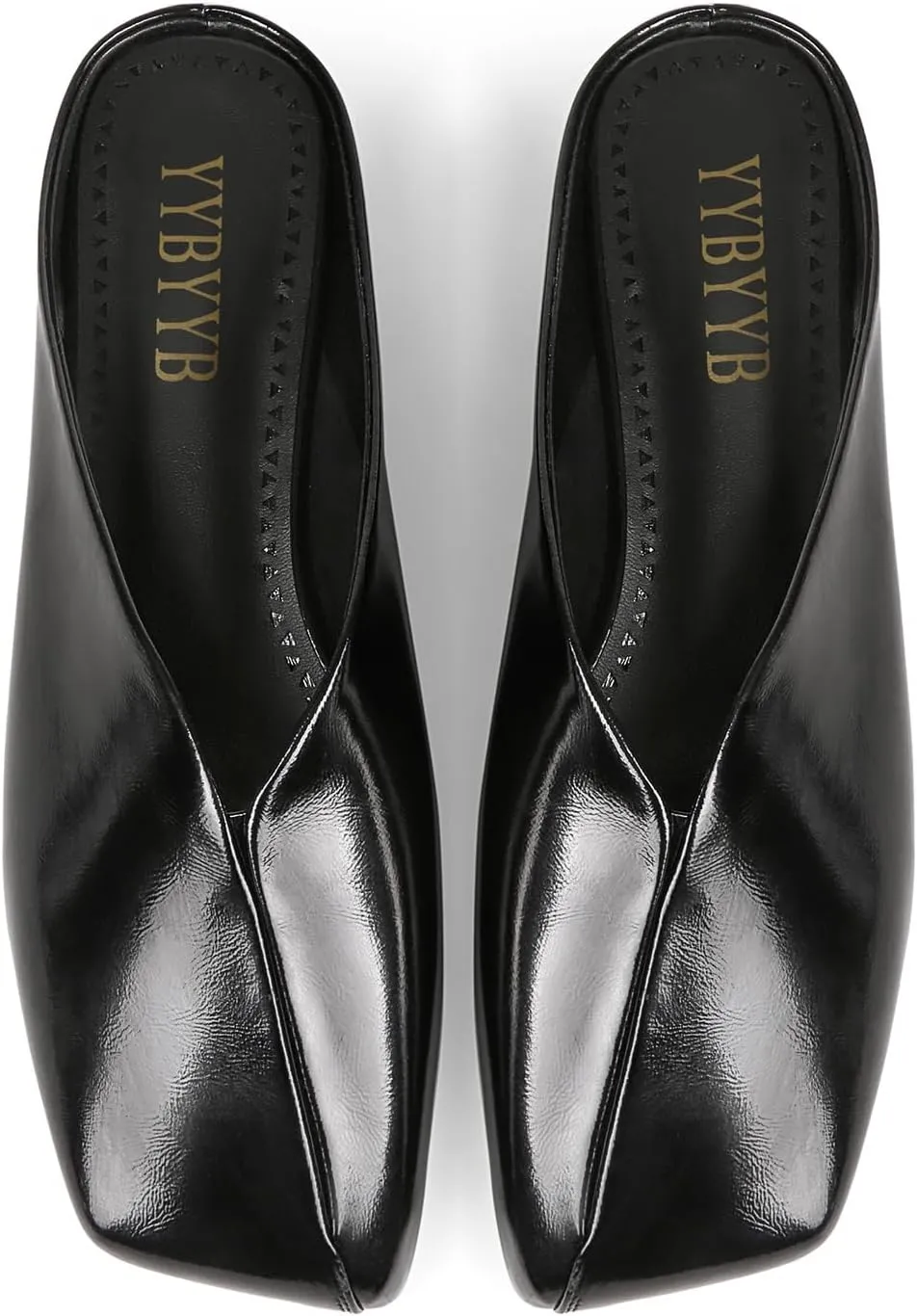 Square Toe Slip On Backless Fashion Casual Dress Shoes Women's glaze vacate Mules Flats Closed 