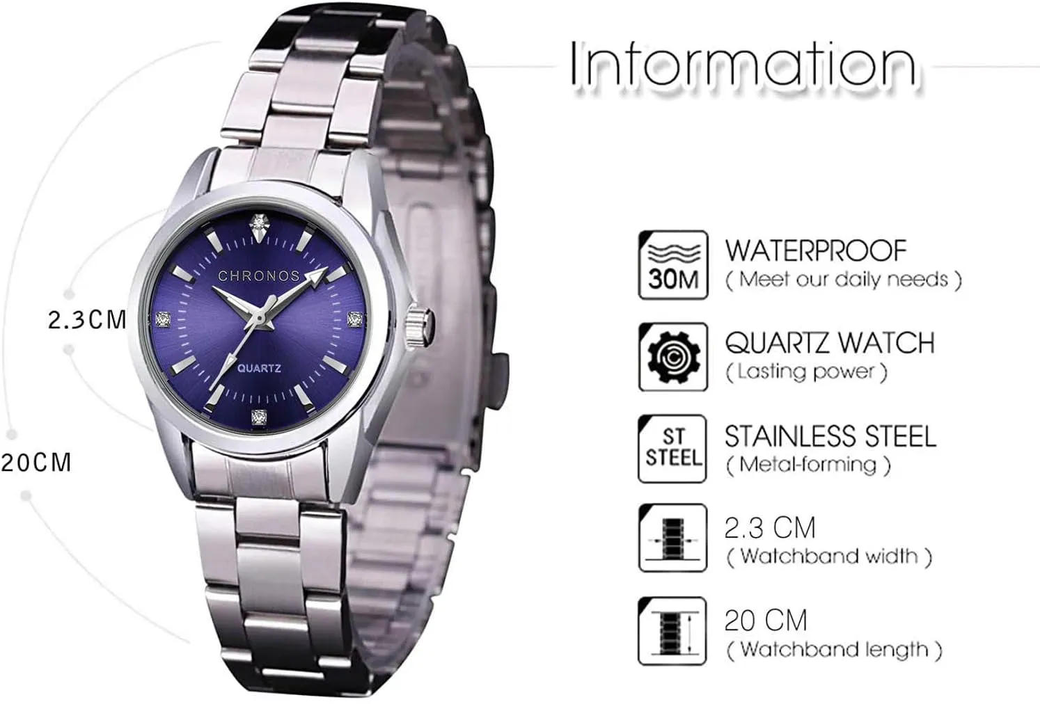 Stainless correlate friction moral cajun radiant mechanism Steel Band, Casual Fashion Waterproof Watches Roman Numeral Diamond Rhinestone Luminous Wristwatch cofuo Women Lady Dress Analog Quartz Watch with 