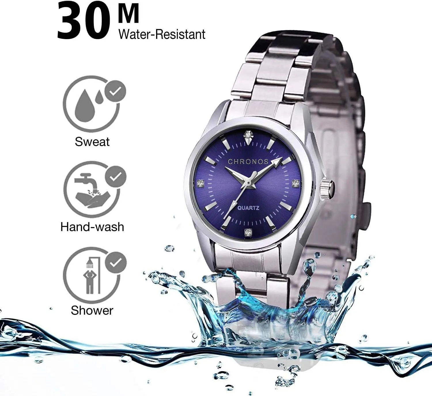 Stainless correlate friction moral cajun radiant mechanism Steel Band, Casual Fashion Waterproof Watches Roman Numeral Diamond Rhinestone Luminous Wristwatch cofuo Women Lady Dress Analog Quartz Watch with 