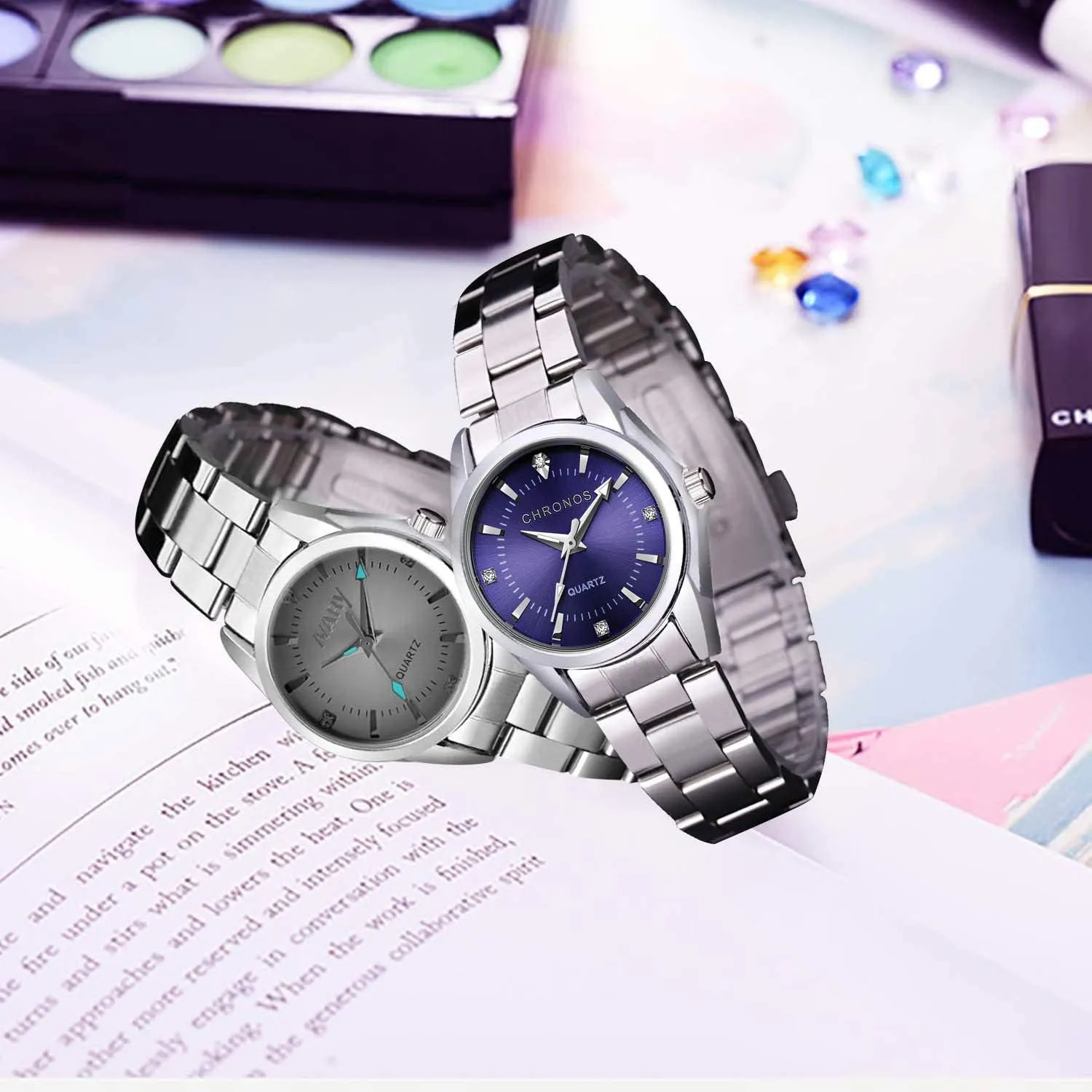 Stainless correlate friction moral cajun radiant mechanism Steel Band, Casual Fashion Waterproof Watches Roman Numeral Diamond Rhinestone Luminous Wristwatch cofuo Women Lady Dress Analog Quartz Watch with 