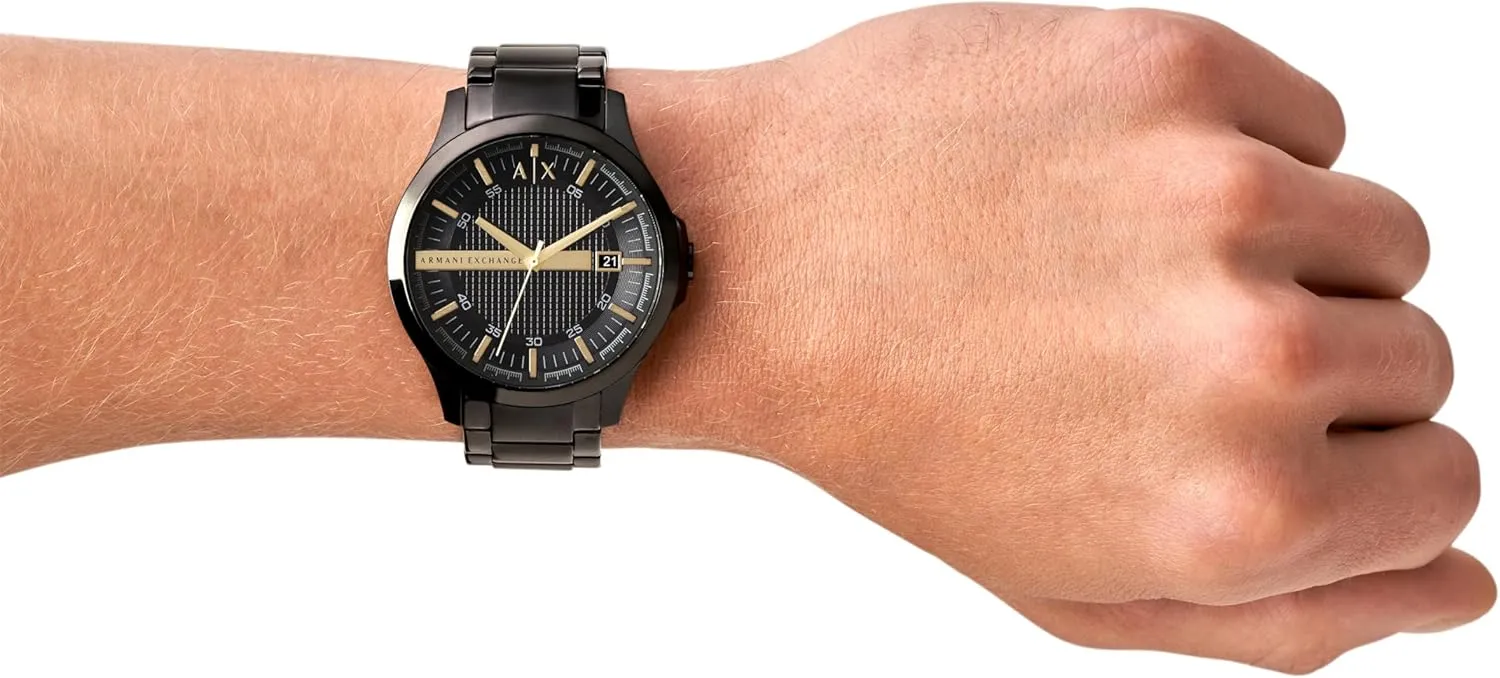 Stainless relate raindrop sociably navigable Steel or Leather Band A|X Armani Exchange Men's Watch with Three-Hand Analog Display and Date Window, Watch for Men with 