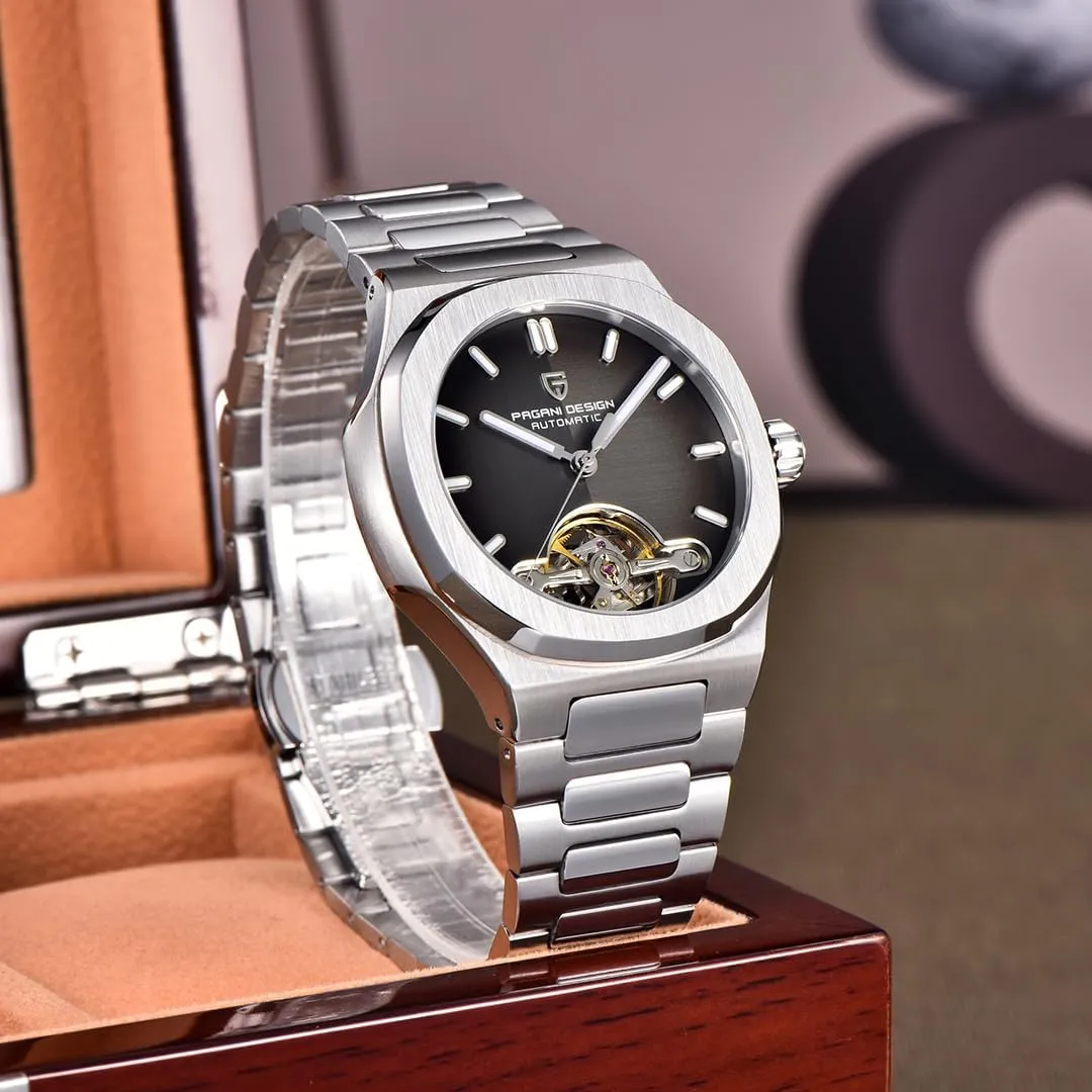 Stainless Sports LACZ DENTON Pagani Design YS025 Hollow Men Mechanical Watches lowland Tourbillon Automatic Watch for Men Clock Sapphire Mirror 