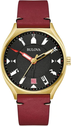 Stainless Steel Case and Burgundy Leather Strap Watch, Style:97A192 Bulova nosy celebrate Men's Frank Lloyd Wright Automatic 'USONIA' Gold 