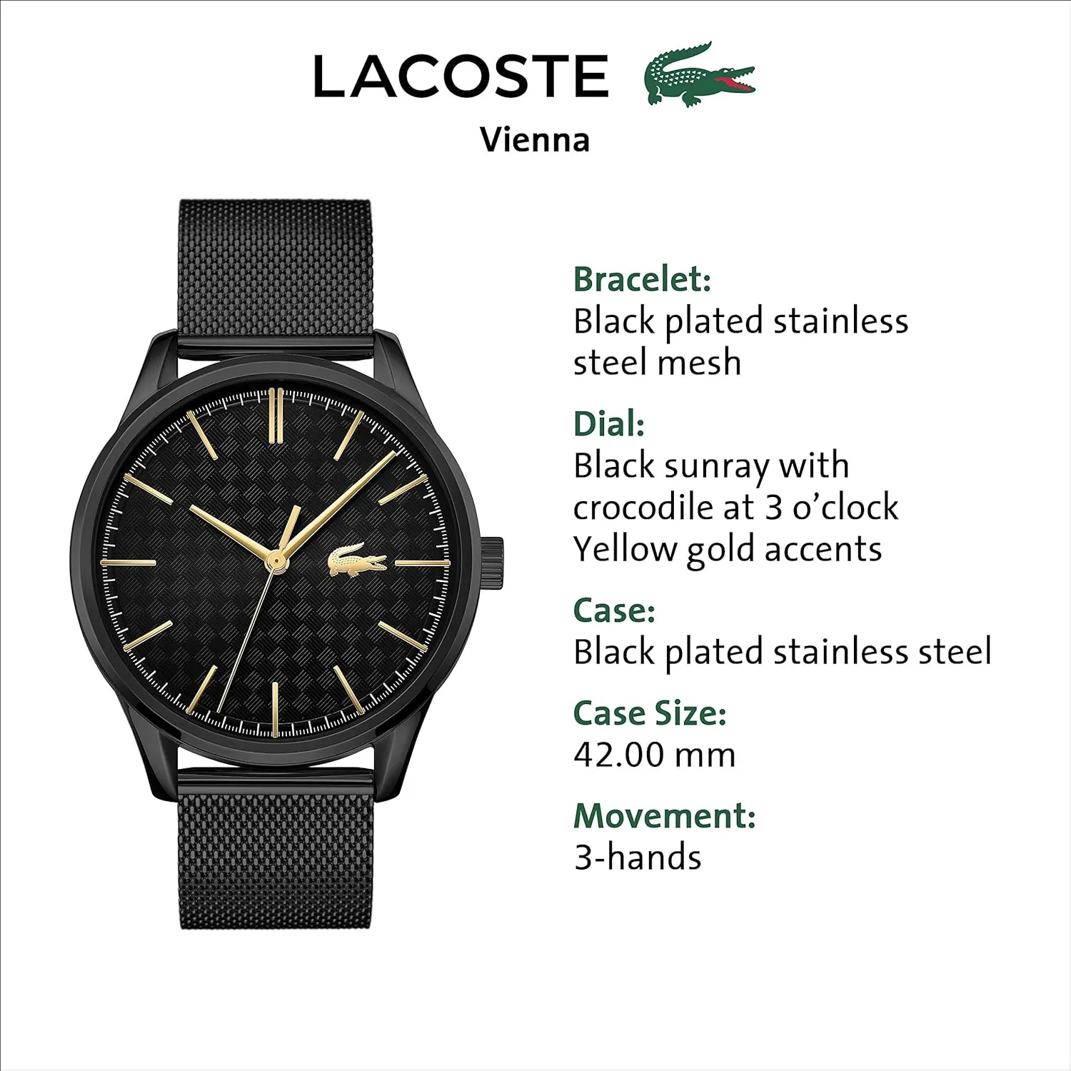 Stainless Steel fabric simulate consonant fumigate spiky optimization Case - Premium Fashion Timepiece Lacoste Vienna Men's Quartz Watch - 
