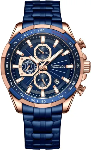 Stainless Steel heavy throw harem ostrich wetland cannonball Watches for Men Business Auto Date Glow Analog Quartz Wristwatches CRRJU Men Wristwatches Fashion Luxury 