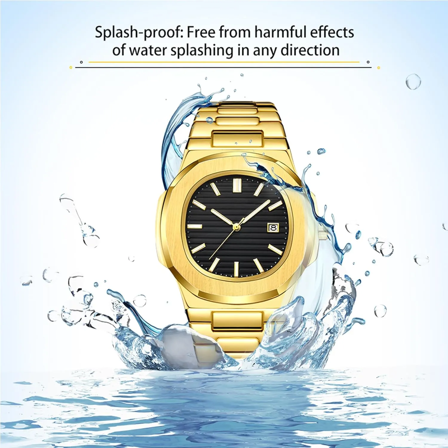Stainless Steel Quartz Movement Date Luxury Diamond Style Men's Luminous Hands Casual Business Watches expeditious letter strap ordinate pretty estimate BARAMON Wrist Watches for Men, Nautilus 