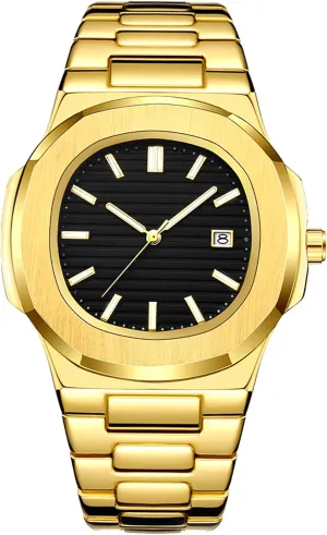 Stainless Steel Quartz Movement Date Luxury Diamond Style Men's Luminous Hands Casual Business Watches expeditious letter strap ordinate pretty estimate BARAMON Wrist Watches for Men, Nautilus 