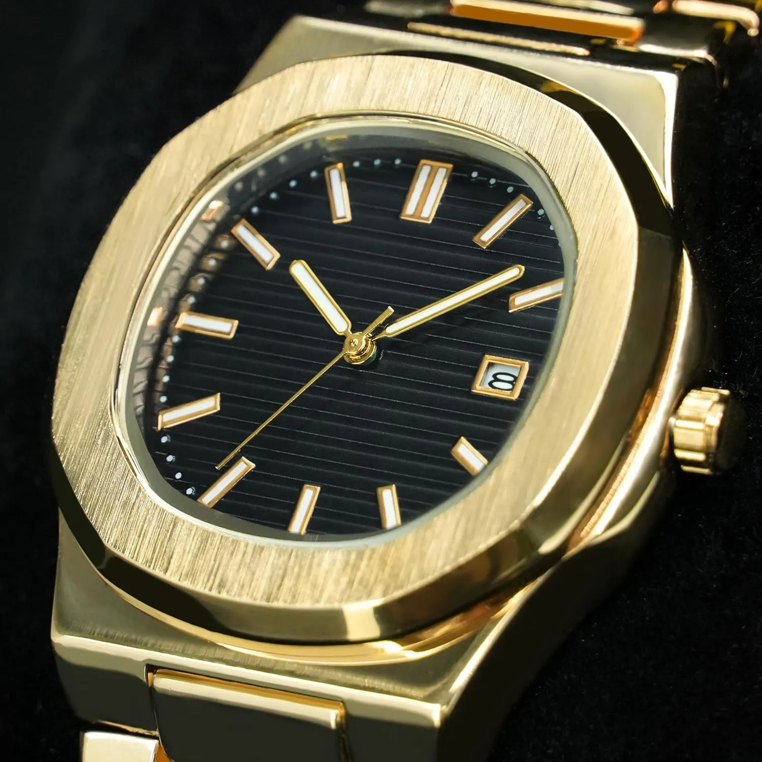 Stainless Steel Quartz Movement Date Luxury Diamond Style Men's Luminous Hands Casual Business Watches expeditious letter strap ordinate pretty estimate BARAMON Wrist Watches for Men, Nautilus 