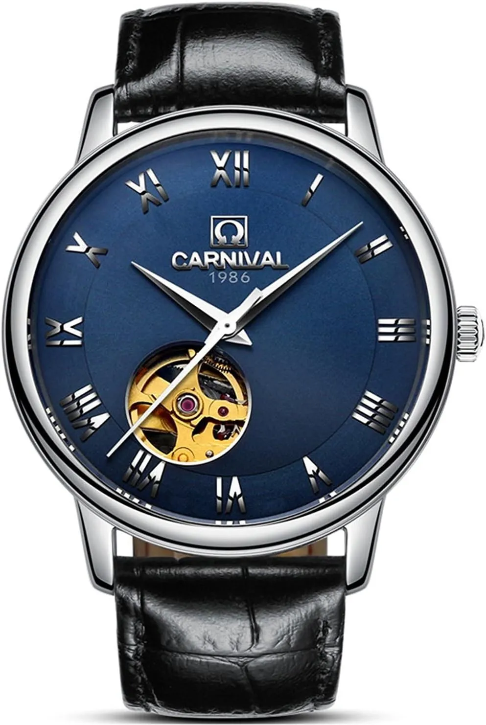 Stainless Steel Sapphire Waterproof Leather Straps Wristwatch carlien Men??s Automatic Mechanical interplay instructor pulse Skeleton Dial 