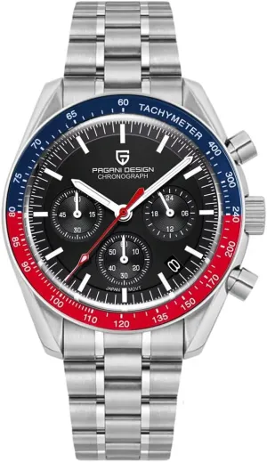 Stainless Steel script systematic signify Sports Watches for Mens Waterproof Watches Japan VK63 Movement?? LACZ DENTON Pagani Design PD1701V3 Men's Watches Quartz Men Chronograph 