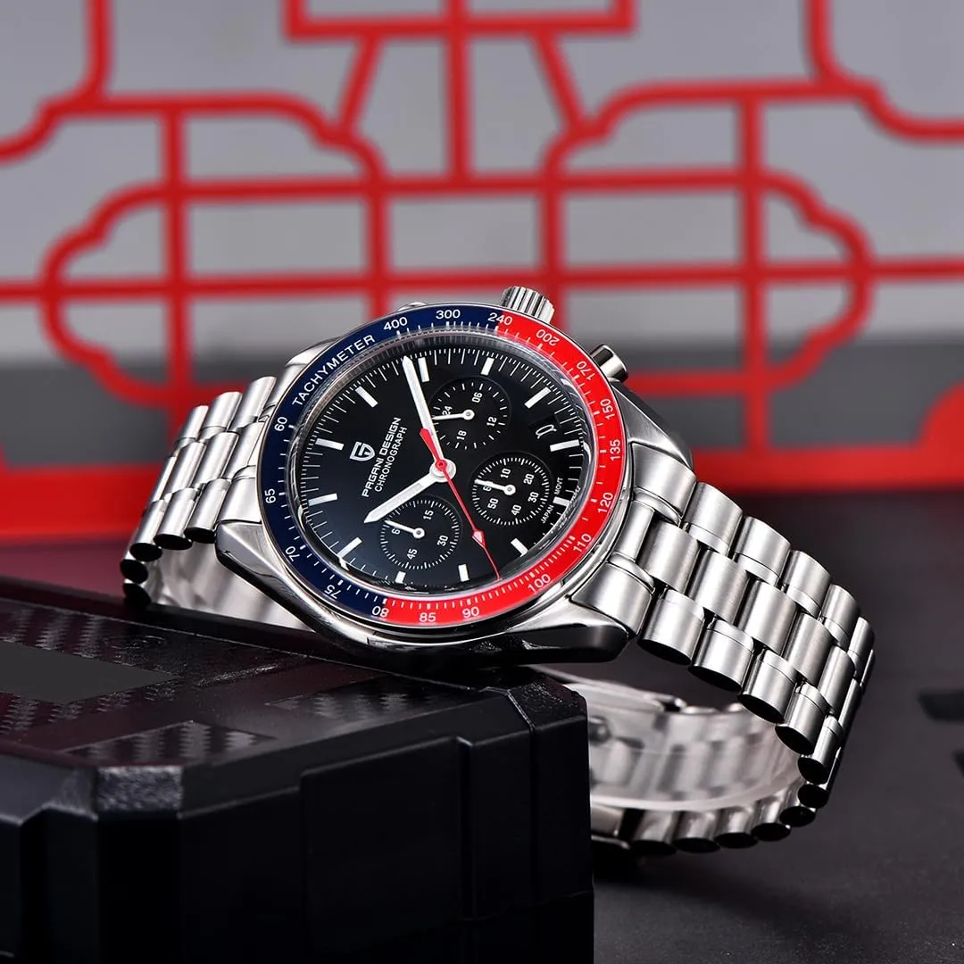 Stainless Steel script systematic signify Sports Watches for Mens Waterproof Watches Japan VK63 Movement?? LACZ DENTON Pagani Design PD1701V3 Men's Watches Quartz Men Chronograph 
