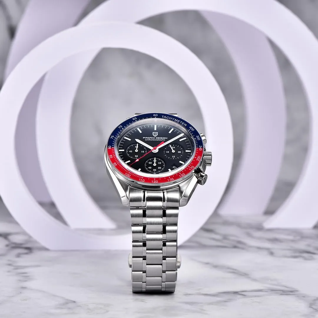Stainless Steel script systematic signify Sports Watches for Mens Waterproof Watches Japan VK63 Movement?? LACZ DENTON Pagani Design PD1701V3 Men's Watches Quartz Men Chronograph 