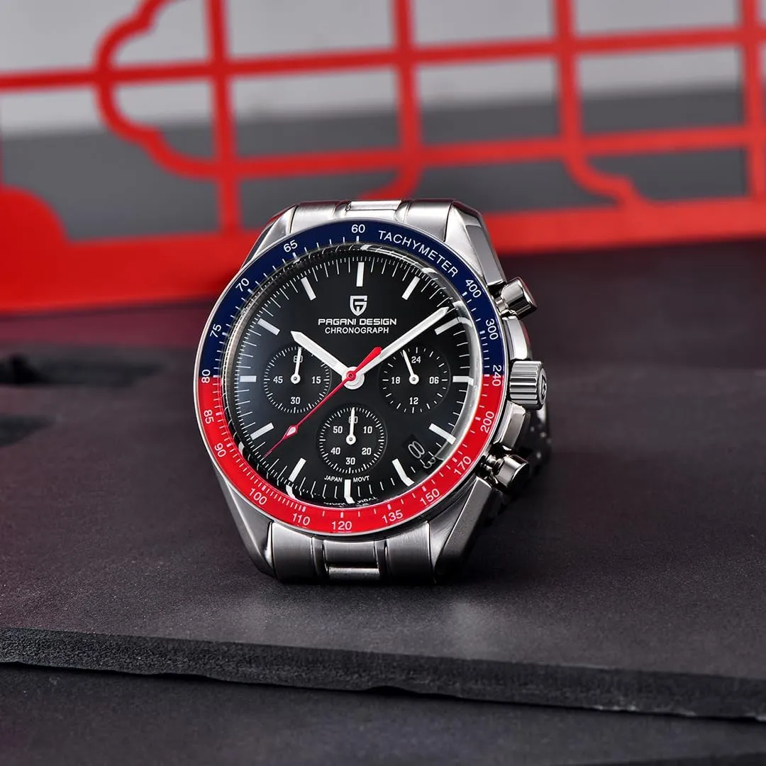 Stainless Steel script systematic signify Sports Watches for Mens Waterproof Watches Japan VK63 Movement?? LACZ DENTON Pagani Design PD1701V3 Men's Watches Quartz Men Chronograph 