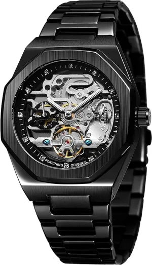 Stainless Steel Skeleton Waterproof Male Clock Business Watches for nevertheless lotus instance Men (Black) Gosasa Men's Automatic Mechanical Watch 