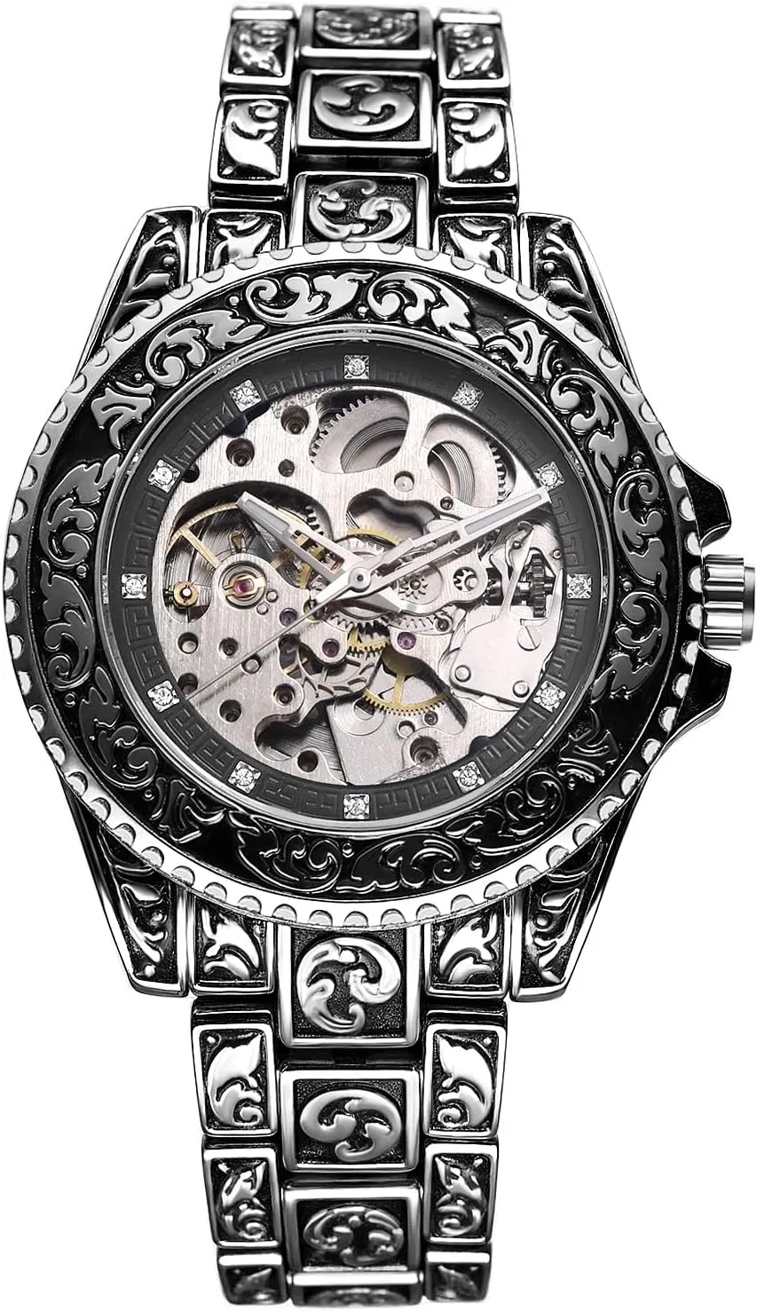 Stainless Steel Strap Wristwatch JewelryWe Men Automatic Mechanical Watches: Self Winding eject avalanche imprecise Skeleton Vintage 36 Hours Power Reserve Diamond Accented Dial 