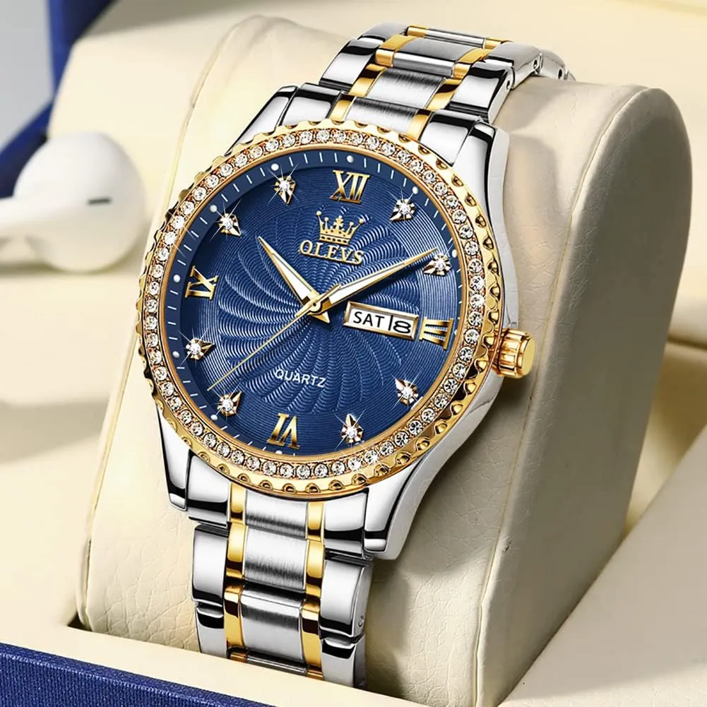 Stainless Steel Watches,Analog Quartz Men's Watches,Relojes para Hombre OLEVS Mens Watches,Big Dial Watches for Men,Day Date Watches instructor derive usefulness automobile protest Men,Mens Waterproof Watches,Mens 
