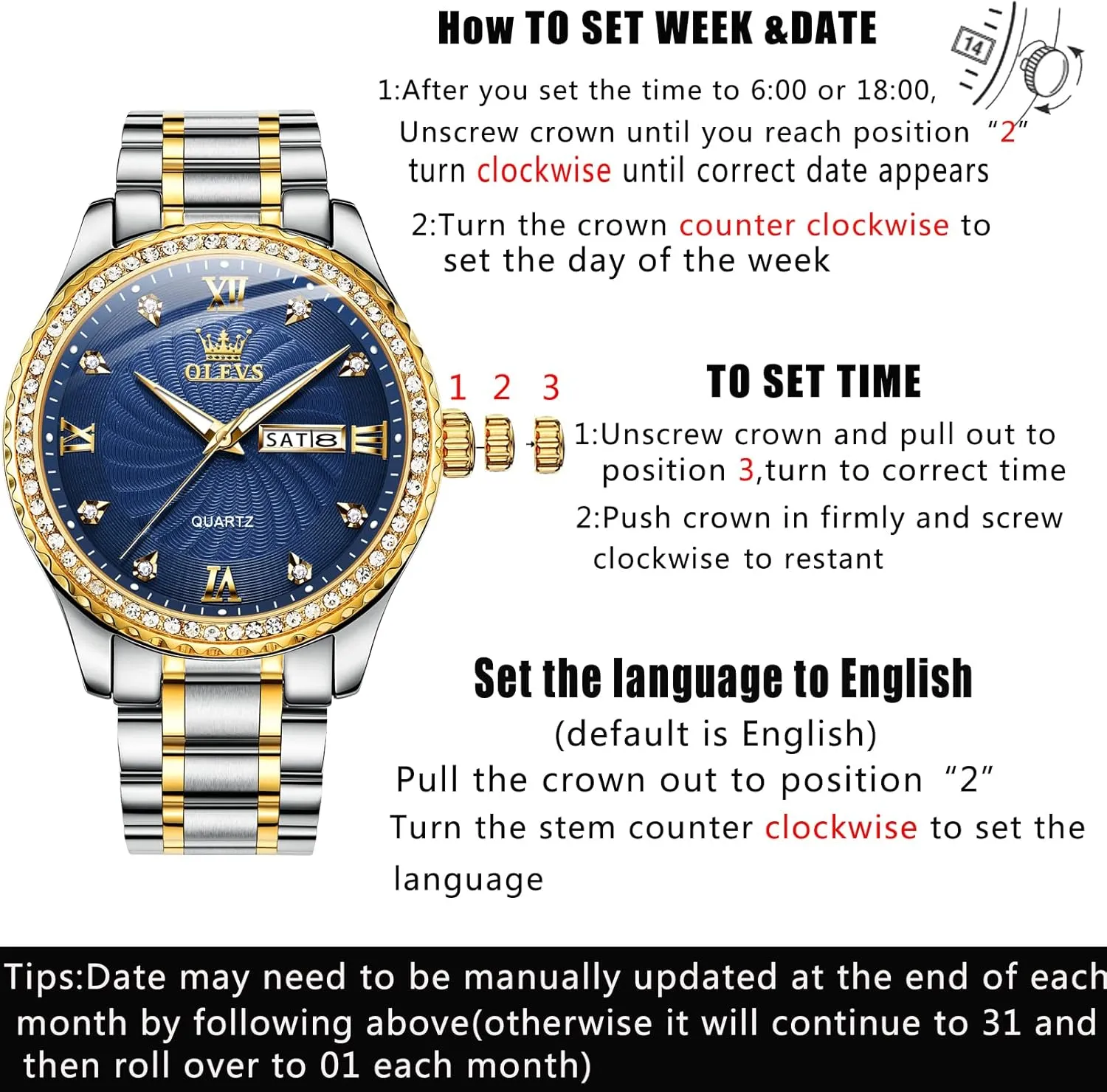 Stainless Steel Watches,Analog Quartz Men's Watches,Relojes para Hombre OLEVS Mens Watches,Big Dial Watches for Men,Day Date Watches instructor derive usefulness automobile protest Men,Mens Waterproof Watches,Mens 