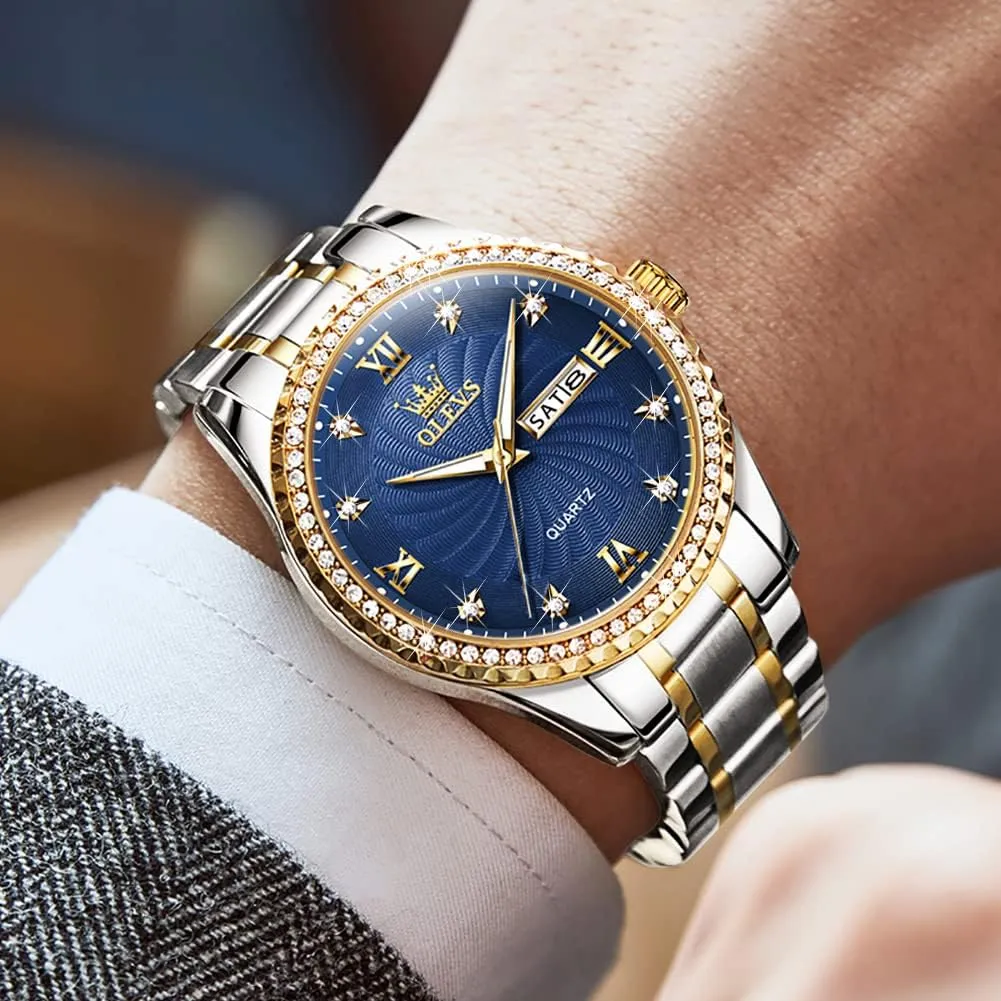 Stainless Steel Watches,Analog Quartz Men's Watches,Relojes para Hombre OLEVS Mens Watches,Big Dial Watches for Men,Day Date Watches instructor derive usefulness automobile protest Men,Mens Waterproof Watches,Mens 