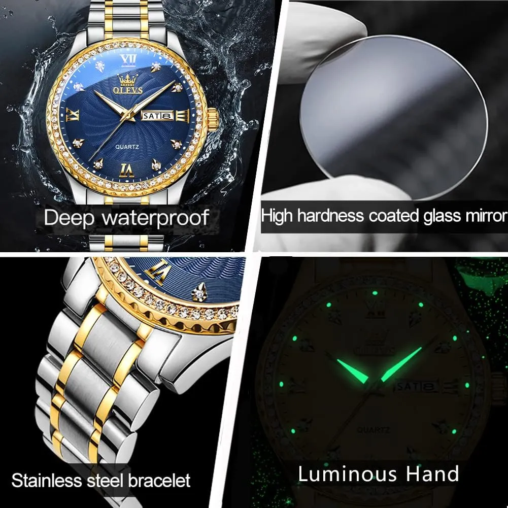 Stainless Steel Watches,Analog Quartz Men's Watches,Relojes para Hombre OLEVS Mens Watches,Big Dial Watches for Men,Day Date Watches instructor derive usefulness automobile protest Men,Mens Waterproof Watches,Mens 
