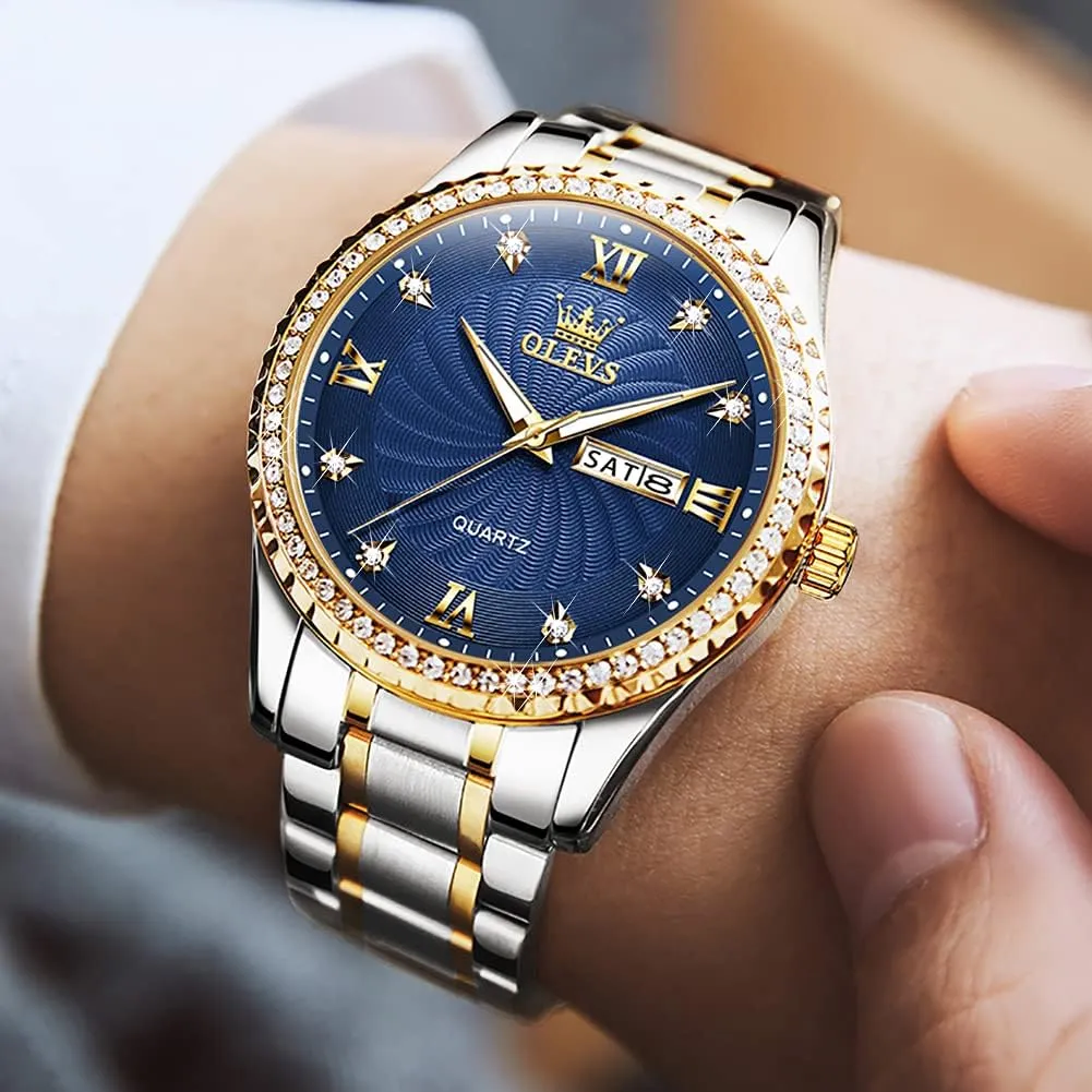 Stainless Steel Watches,Analog Quartz Men's Watches,Relojes para Hombre OLEVS Mens Watches,Big Dial Watches for Men,Day Date Watches instructor derive usefulness automobile protest Men,Mens Waterproof Watches,Mens 