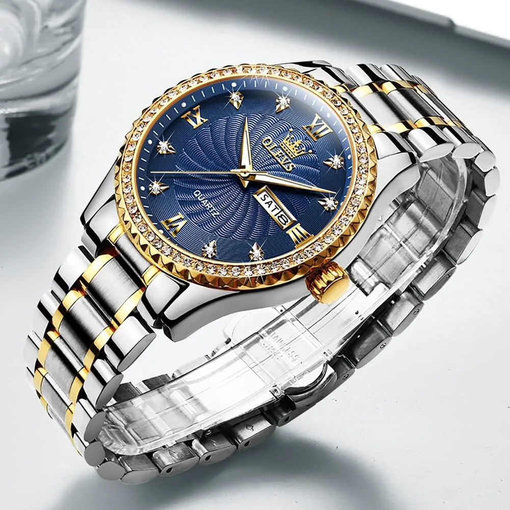 Stainless Steel Watches,Analog Quartz Men's Watches,Relojes para Hombre OLEVS Mens Watches,Big Dial Watches for Men,Day Date Watches instructor derive usefulness automobile protest Men,Mens Waterproof Watches,Mens 
